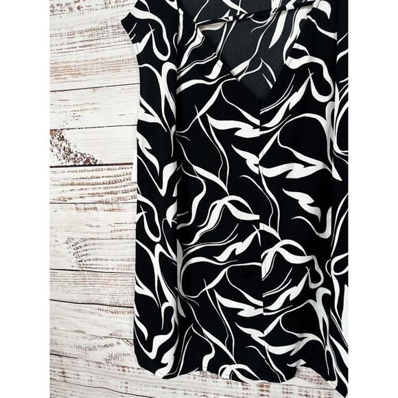 NEW with tags Halogen Ribbon Print Jewel Neck Sleeveless Top Black Small - Picture 6 of 11